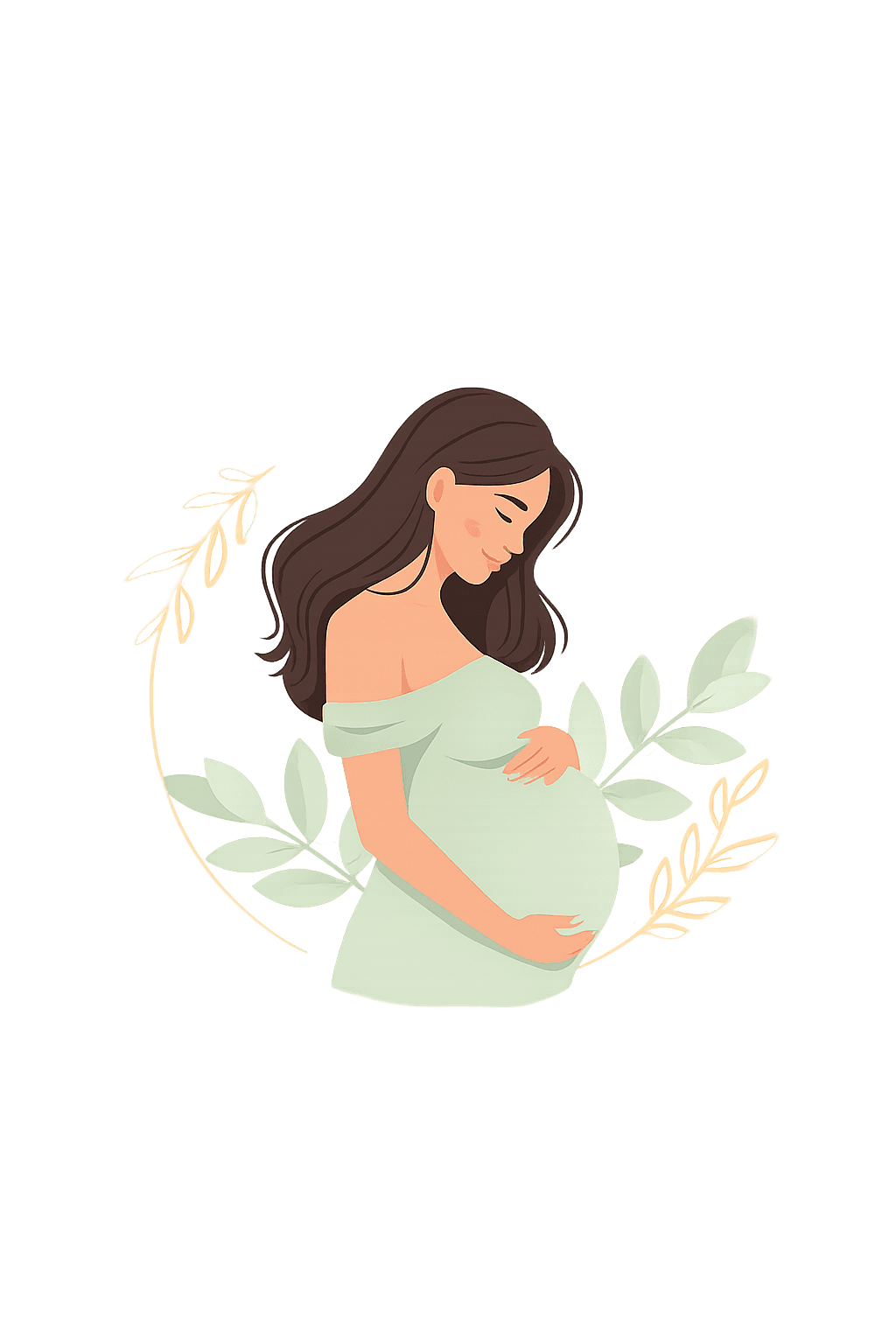 Mother holding her belly illustration